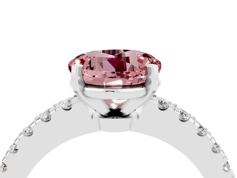 White gold Round Cut Solitaire Diamond with Pavé Band and Four-Prong Setting_4