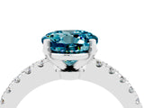 White gold Round Cut Solitaire Diamond with Pavé Band and Four-Prong Setting_4
