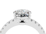 White gold Round Cut Solitaire Diamond with Pavé Band and Four-Prong Setting_4