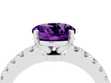 White gold Round Cut Solitaire Diamond with Pavé Band and Four-Prong Setting_4