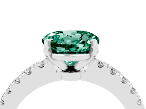White gold Round Cut Solitaire Diamond with Pavé Band and Four-Prong Setting_4