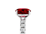 White gold Round Cut Solitaire Diamond with Pavé Band and Four-Prong Setting_5