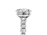 White gold Round Cut Solitaire Diamond with Pavé Band and Four-Prong Setting_5