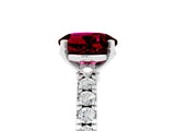 White gold Round Cut Solitaire Diamond with Pavé Band and Four-Prong Setting_5