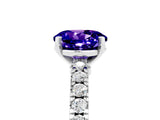 White gold Round Cut Solitaire Diamond with Pavé Band and Four-Prong Setting_5