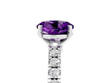 White gold Round Cut Solitaire Diamond with Pavé Band and Four-Prong Setting_5