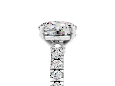 White gold Round Cut Solitaire Diamond with Pavé Band and Four-Prong Setting_5