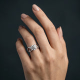 White gold Round Cut Solitaire Diamond with Side Stones on Criss-Cross Band and Four-Prong Setting_13