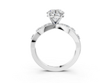 White gold Round Cut Solitaire Diamond with Side Stones on Criss-Cross Band and Four-Prong Setting_26