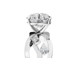 White gold Round Cut Solitaire Diamond with Side Stones on Criss-Cross Band and Four-Prong Setting_28