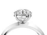 White gold Round Cut Solitaire Engagement Ring with Flat Band and Four-Prong Setting 4