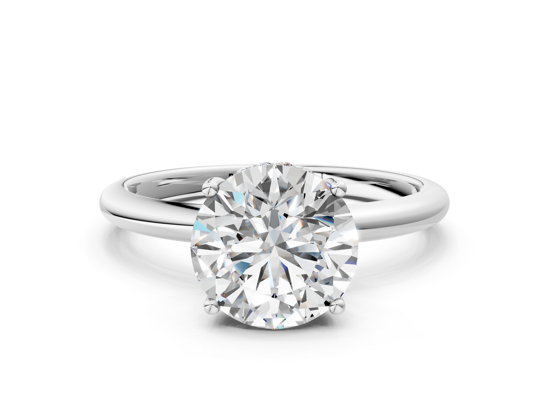 White gold Round Cut Solitaire Engagement Ring with Four-Prong Setting and Classic Band_53