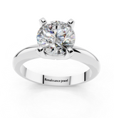 14K White Gold 2.09 Carat D VVS2 Round Cut Solitaire Engagement Ring with Round Band and Four-Prong Setting