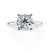 14K White Gold 2.09 Carat D VVS2 Round Cut Solitaire Engagement Ring with Round Band and Four-Prong Setting