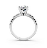 14K White Gold 2.09 Carat D VVS2 Round Cut Solitaire Engagement Ring with Round Band and Four-Prong Setting