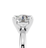 14K White Gold 2.09 Carat D VVS2 Round Cut Solitaire Engagement Ring with Round Band and Four-Prong Setting