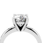 14K White Gold 2.09 Carat D VVS2 Round Cut Solitaire Engagement Ring with Round Band and Four-Prong Setting
