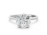 White gold Round Cut Solitaire Engagement Ring with Thin Band and Four-Prong Setting_3