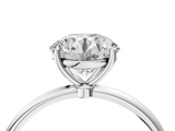 White gold Round Cut Solitaire Engagement Ring with Thin Band and Four-Prong Setting_7