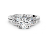 White gold Round Cut Solitaire Floral Diamond Ring with Four-Prong Setting_34