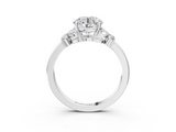 White gold Round Cut Solitaire Floral Diamond Ring with Four-Prong Setting_40