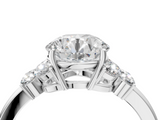White gold Round Cut Solitaire Floral Diamond Ring with Four-Prong Setting_41
