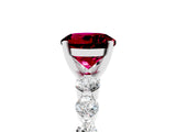 White gold Round Cut Solitaire Garnet Ring with Pave Band and Four-Prong Setting_5