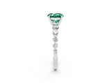 White gold Round Cut Solitaire Green Sapphire Ring with Pave Band and Four-Prong Setting_2