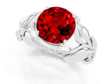 White gold Round Cut Solitaire Leaf-Inspired Engagement Ring with Prong Setting_1
