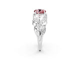 White gold Round Cut Solitaire Leaf-Inspired Engagement Ring with Prong Setting_2