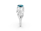 White gold Round Cut Solitaire Leaf-Inspired Engagement Ring with Prong Setting_2