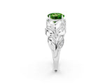 White gold Round Cut Solitaire Leaf-Inspired Engagement Ring with Prong Setting_2