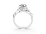 White gold Round Cut Solitaire Leaf-Inspired Engagement Ring with Prong Setting_3