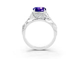 White gold Round Cut Solitaire Leaf-Inspired Engagement Ring with Prong Setting_3