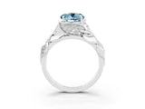 White gold Round Cut Solitaire Leaf-Inspired Engagement Ring with Prong Setting_3