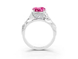 White gold Round Cut Solitaire Leaf-Inspired Engagement Ring with Prong Setting_3