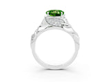 White gold Round Cut Solitaire Leaf-Inspired Engagement Ring with Prong Setting_3