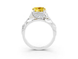 White gold Round Cut Solitaire Leaf-Inspired Engagement Ring with Prong Setting_3