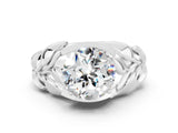 White gold Round Cut Solitaire Leaf-Inspired Engagement Ring with Prong Setting