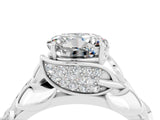 White gold Round Cut Solitaire Leaf-Inspired Engagement Ring with Prong Setting_4