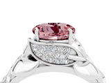 White gold Round Cut Solitaire Leaf-Inspired Engagement Ring with Prong Setting_4