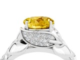 White gold Round Cut Solitaire Leaf-Inspired Engagement Ring with Prong Setting_4