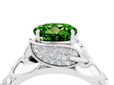 White gold Round Cut Solitaire Leaf-Inspired Engagement Ring with Prong Setting_4