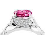 White gold Round Cut Solitaire Leaf-Inspired Engagement Ring with Prong Setting_4