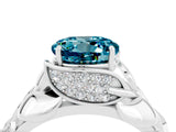 White gold Round Cut Solitaire Leaf-Inspired Engagement Ring with Prong Setting_4