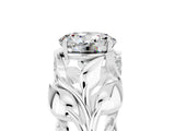 White gold Round Cut Solitaire Leaf-Inspired Engagement Ring with Prong Setting_5