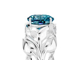 White gold Round Cut Solitaire Leaf-Inspired Engagement Ring with Prong Setting_5