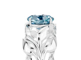 White gold Round Cut Solitaire Leaf-Inspired Engagement Ring with Prong Setting_5