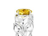 White gold Round Cut Solitaire Leaf-Inspired Engagement Ring with Prong Setting_5