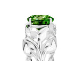 White gold Round Cut Solitaire Leaf-Inspired Engagement Ring with Prong Setting_5